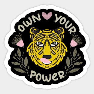 Own Your Power Tiger Heart Floral Women's T-Shirt Sticker